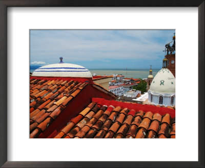 Terracotta Rooftop In Zona Centro, Templo De Guadelupe, Bay Of Banderas, Puerto Vallarta, Mexico by Anthony Plummer Pricing Limited Edition Print image