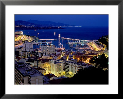 Twilight Over Monaco, Monte Carlo And Port Hercule, With Coastline In Distance, Monte Carlo, Monaco by Dallas Stribley Pricing Limited Edition Print image