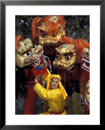 Lion Dance Celebrating Chinese New Year, Beijing, China by Keren Su Pricing Limited Edition Print image