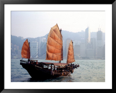 Duk Ling Junk Boat Sails In Victoria Harbor, Hong Kong, China by Russell Gordon Pricing Limited Edition Print image
