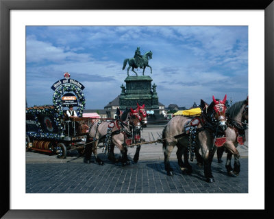 Horse And Carriage Passing Statue Of King John Of Saxony Dresden, Saxony, Germany by John Borthwick Pricing Limited Edition Print image