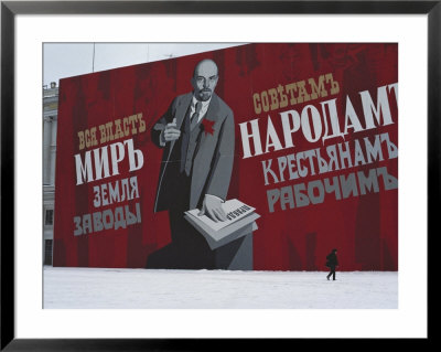 Man Passing By Giant Poster Of Lenin, St. Petersburg, Soviet Union by Brimberg & Coulson Pricing Limited Edition Print image