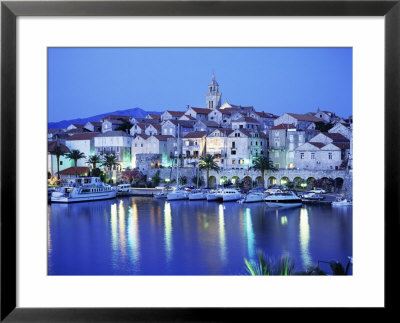 View Of Korcula Town At Dusk, Korcula Island, Dalmatia, Dalmatian Coast, Croatia, Europe by Gavin Hellier Pricing Limited Edition Print image