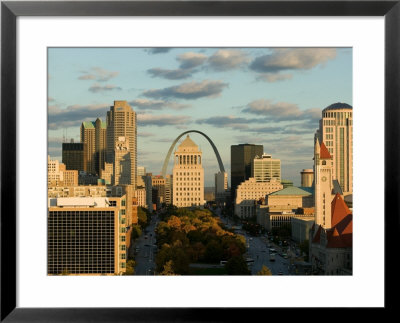 Downtown And Gateway Arch At Sunset, St. Louis, Missouri, Usa by Walter Bibikow Pricing Limited Edition Print image