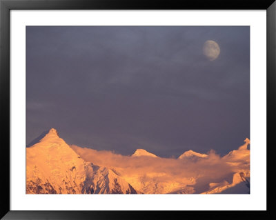 Moon Rising Over Mt. Silverthrone And Brooks, Denali National Park, Alaska, Usa by Hugh Rose Pricing Limited Edition Print image