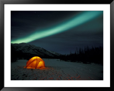 Camper's Tent Under Curtains Of Green Northern Lights, Brooks Range, Alaska, Usa by Hugh Rose Pricing Limited Edition Print image