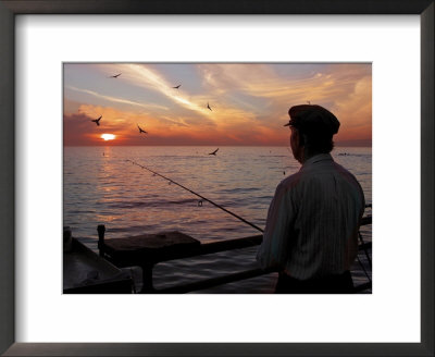 Man Fishing During Sunset, Santa Monica, Ca by Dennis Macdonald Pricing Limited Edition Print image