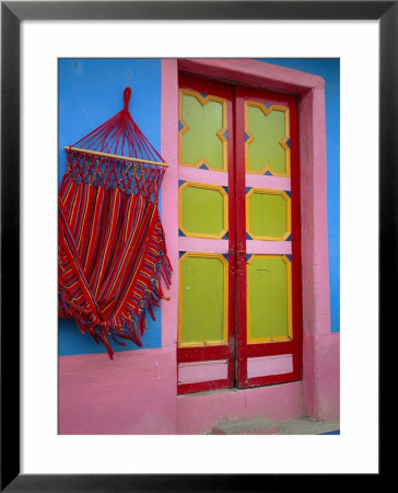 Close-Up Of Doorway And Hammock, Raquira, Boyaca Region, Columbia, South America by D Mace Pricing Limited Edition Print image