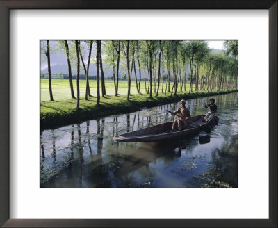 Paddy Fields And Waterway With Local Boat, Kashmir, India by John Henry Claude Wilson Pricing Limited Edition Print image
