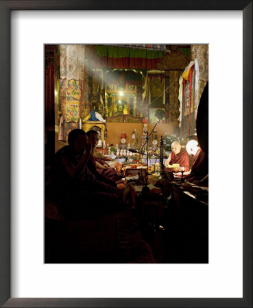 Shaft Of Light Falls On Tibetan Buddhist Monks, Meru Nyingba Monastery, Bharkor, Tibet, China by Don Smith Pricing Limited Edition Print image