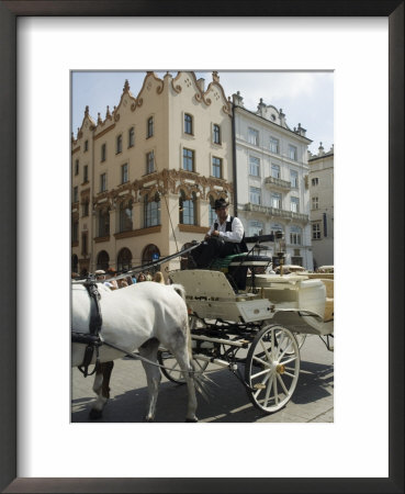 Horse And Carriage In Main Market Square, Old Town District, Krakow, Poland by R H Productions Pricing Limited Edition Print image