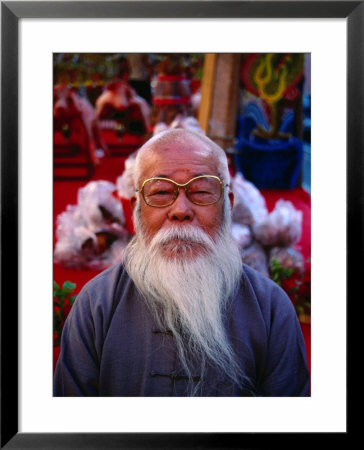 Portrait Of An Elderly Man With Grey Beard, Tainan, Taiwan by Martin Moos Pricing Limited Edition Print image