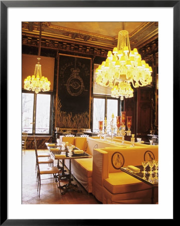 Dining Room With Black Crystal Chandelier, Le Cristal Room, Baccarat Restaurant, France by Per Karlsson Pricing Limited Edition Print image