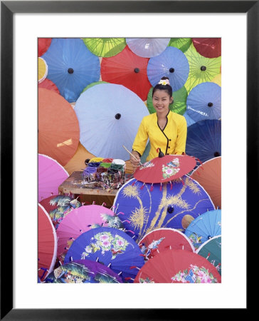 Woman Painting Umbrellas, Northern Thailand, Thailand by Gavin Hellier Pricing Limited Edition Print image