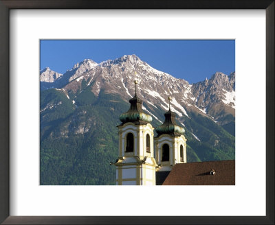 Church With Mountain Backdrop, Innsbruck, Tirol (Tyrol), Austria by Gavin Hellier Pricing Limited Edition Print image