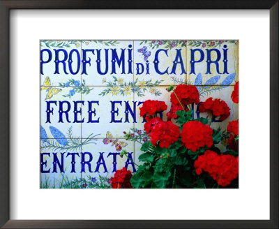 Ceramic Tiles Advertising Entrance To Perfumery, Capri Town, Capri, Campania, Italy by David Tomlinson Pricing Limited Edition Print image
