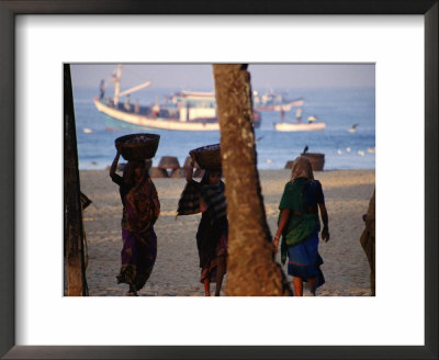 Beach Laborere Haul Baskets Of Fresh Marine Produce, Colva, Goa, India by Stu Smucker Pricing Limited Edition Print image