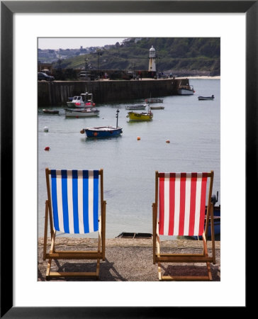 Deck Chairs Facing The Harbour, St. Ives, Cornwall, England by Glenn Beanland Pricing Limited Edition Print image