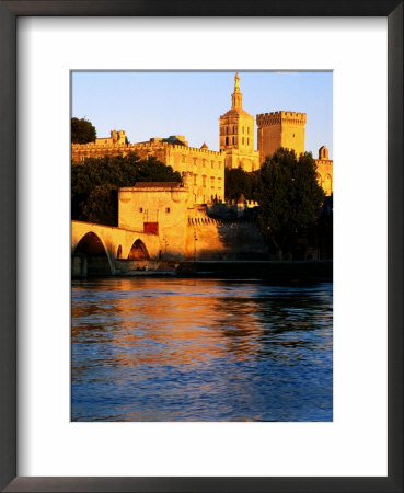 Rhone River And Palais Des Papes At Sunset, Avignon, Provence-Alpes-Cote D'azur, France by David Tomlinson Pricing Limited Edition Print image