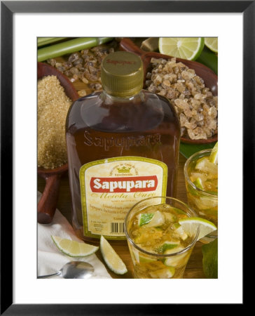 Brazilian Food And Drink, Caipirinha And Cachassa Bottle, Brazil, South America by Nico Tondini Pricing Limited Edition Print image