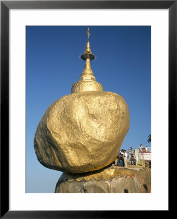 Balanced Rock Covered In Gold Leaf, Major Buddhist Stupa And Pilgrim Site, Kyaiktiyo, Myanmar by Tony Waltham Pricing Limited Edition Print image
