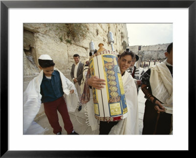 Jewish Bar Mitzvah Ceremony At The Western Wall (Wailing Wall), Jerusalem, Israel, Middle East by S Friberg Pricing Limited Edition Print image
