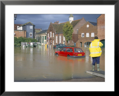 Flooded Car Park In Town Centre In October 2000, Lewes, East Sussex, England, United Kingdom by Jenny Pate Pricing Limited Edition Print image
