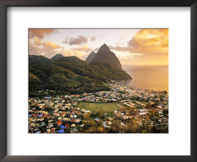 Pitons And Soufrierre, St. Lucia, Caribbean by Walter Bibikow Pricing Limited Edition Print image