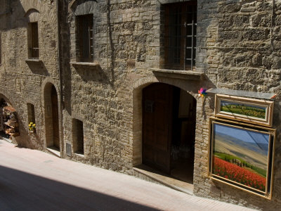 Walking Down Streets In San Gimignano, Italy by Robert Eighmie Pricing Limited Edition Print image