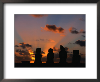 Sunset Over Ahu Vai Uri At The Tahai Ceremonial Complex, Hanga Roa, Chile by Brent Winebrenner Pricing Limited Edition Print image