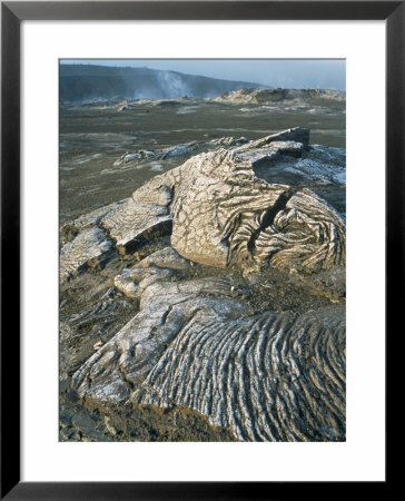 Kilauea Volcano Crater Showing Solidified Ropy Lava Called Pahoehoe, The Big Island, Hawaii, Usa by Geoff Renner Pricing Limited Edition Print image