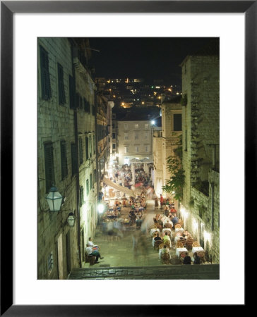Cobbled Steps And Outdoor Restaurants Leading To Placa Promenade, Old Town, Dubrovnik, Dalmatia by Christian Kober Pricing Limited Edition Print image