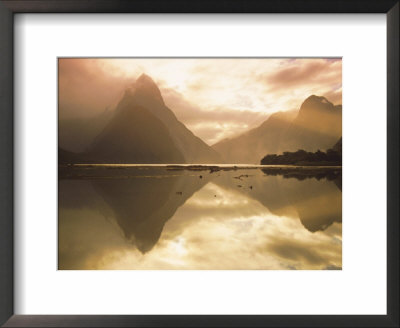 New Zealand, South Island, Milford Sound, Mitre Peak At Sunset by Dominic Webster Pricing Limited Edition Print image