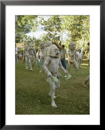 Mudmen From Asaro Parade As Ancestral Spirits, Papua New Guinea by Mrs Holdsworth Pricing Limited Edition Print image