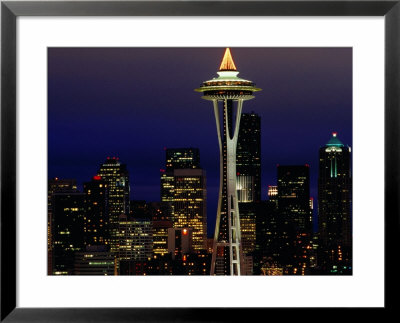 Space Needle At Night, Seattle, Washington, Usa by Lawrence Worcester Pricing Limited Edition Print image
