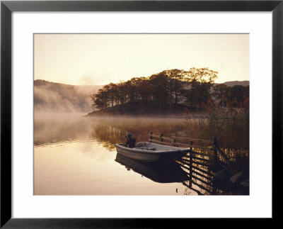 Early Morning Mist And Boat, Derwent Water, Lake District, Cumbria, England by Nigel Francis Pricing Limited Edition Print image