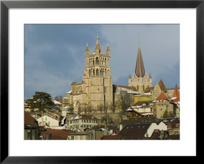 Cathedral View From The Grand Pont, Vaud, Lausanne, Switzerland by Walter Bibikow Pricing Limited Edition Print image