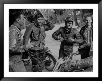 Actors Steve Mcqueen And Bud Ekins Competing In 500 Mi. Cross Country Race Across The Mojave Desert by John Dominis Pricing Limited Edition Print image