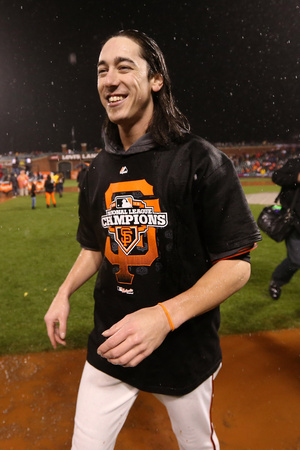 San Francisco, Ca - Oct. 22: San Francisco Giants V St. Louis Cardinals - Tim Lincecum by Ezra Shaw Pricing Limited Edition Print image