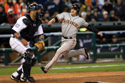 Detroit, Mi - Oct 28: Detroit Tigers V Sf Giants - Ryan Theriot, Marco Scutaro And Phil Coke by Doug Pensinger Pricing Limited Edition Print image