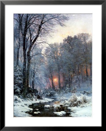 Twilit Wooded River In The Snow by Anders Andersen-Lundby Pricing Limited Edition Print image