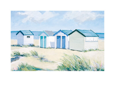 Beach Huts On A Bright Day by Jane Hewlett Pricing Limited Edition Print image