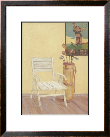 Golf Bag On Right Of Chair by Lucciano Simone Pricing Limited Edition Print image