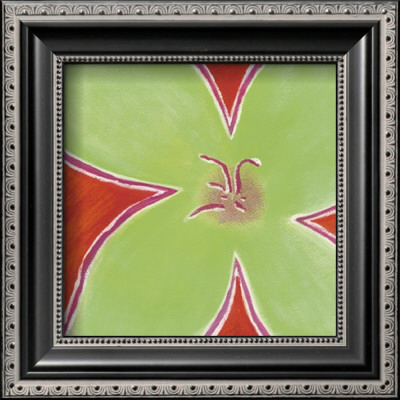 Green Flower With Orange Background by Miriam Bedia Pricing Limited Edition Print image