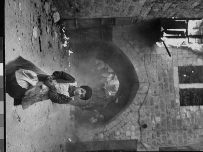 Jewish Girl Fleeing From Burning Buildings As The Arabs Sack The Holy City, Palestinian Civil War by John Phillips Pricing Limited Edition Print image