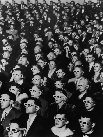 Formally-Attired Audience In 3-D Glasses At Opening Night Of Film Bwana Devil, Paramount Theater by J. R. Eyerman Pricing Limited Edition Print image