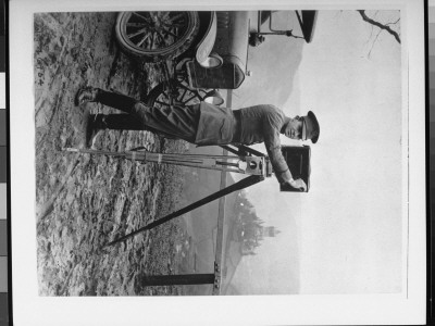 Second Lieutenant George E. Stone Positioning Large Format Camera Which Is Atop Tall Tripod, Wwi by Sgt. Charles E. Mace Pricing Limited Edition Print image