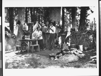 Man Shaving Outdoors At Their Camp On A Sunday Morning Outing In Cleveland National Forest by Paul J. Fair Pricing Limited Edition Print image