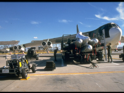 Team Uploading Air Launch Cruise Missile In 1985 Weapons Load Competition At Ellsworth Afb by Rose S. Reynolds Pricing Limited Edition Print image