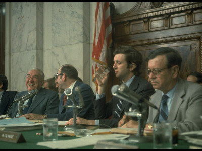 Senators Baker, Ervin, And Talmadge; Counsel Dash And Rufus Edmisten; Watergate Hearings by Gjon Mili Pricing Limited Edition Print image